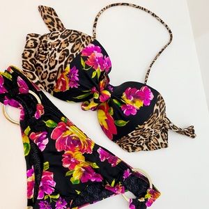 Victoria secret black flower bikini